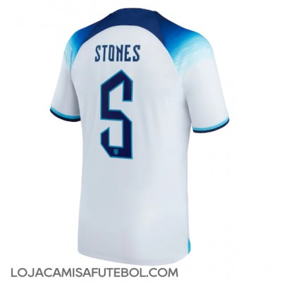 Camisa de Futebol Inglaterra John Stones #5 Equipamento Principal Mundo 2022 Manga Curta